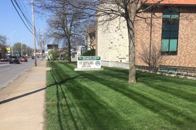 Newly mown grass at St. Elizabeth's School and Parish